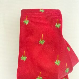#5877 Palm Beach VTG Narrow Maroon with Palm Trees Mens Necktie, Tie 55x3.25